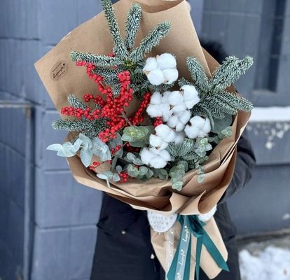 Зимній букет з хлопком